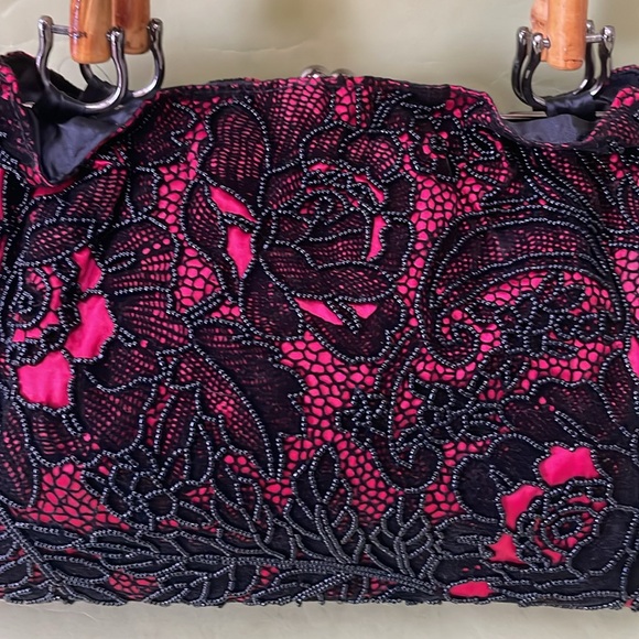 New vintage pink/black beaded purse - Picture 9 of 15